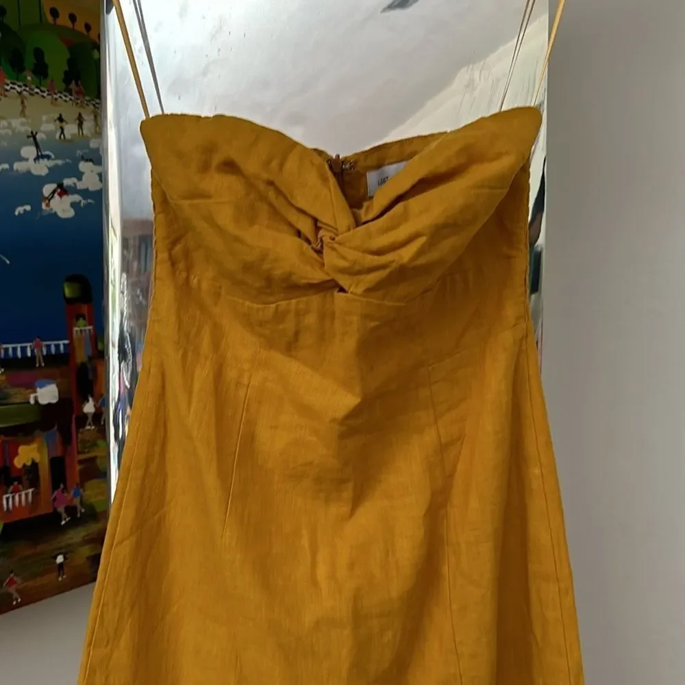 NEW Lost + Wander Elia Strapless Linen & Cotton Midi Dress - size small - Picture 8 of 9